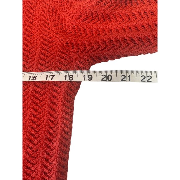 Jones New York Signature Women’s Red Open Knit Button Front Cardigan Sweater 100 - Picture 8 of 9